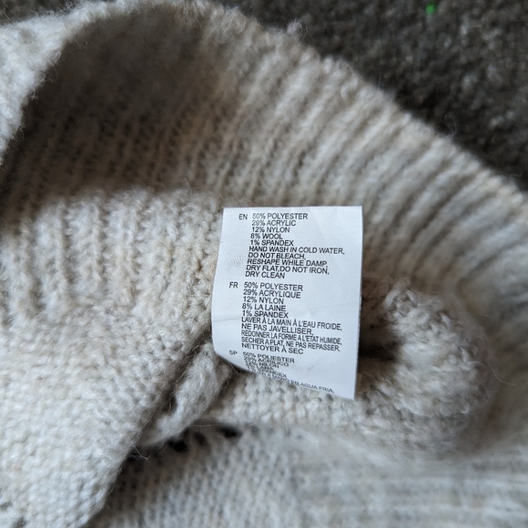 Ricki's hollow details oversized wool blend cream pullover sweater women's Small - Picture 6 of 9